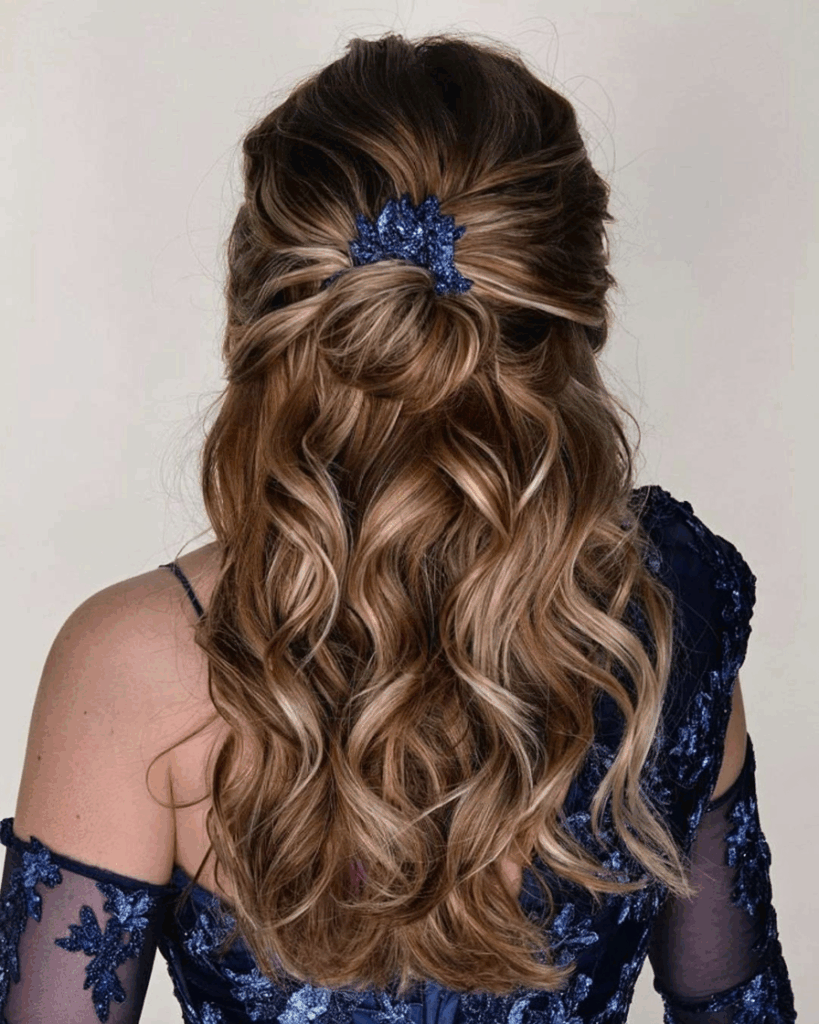 Brunette Braided Half-Up with Curls Brunette Braided Half-Up with Curls — Prom Hairstyles 2027 for Medium Hair