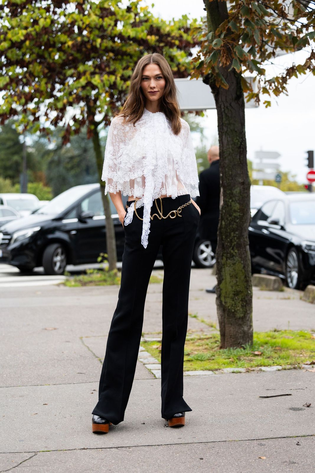 Lace Cape Blouse with Wide-Leg Trousers Lace Cape Blouse with Wide-Leg Trousers — Lace Blouse Outfits 2027