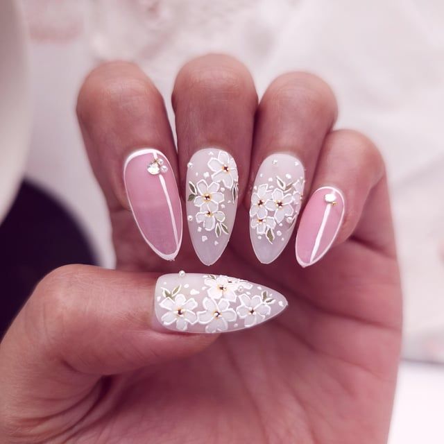 Spring Wedding Visual Idea — Floral Gel Nails 2027