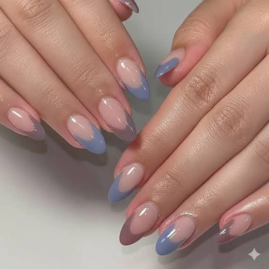 Geometric Color Block Almond Nails Geometric Color Block Almond Nails — Polygel Nails 2027