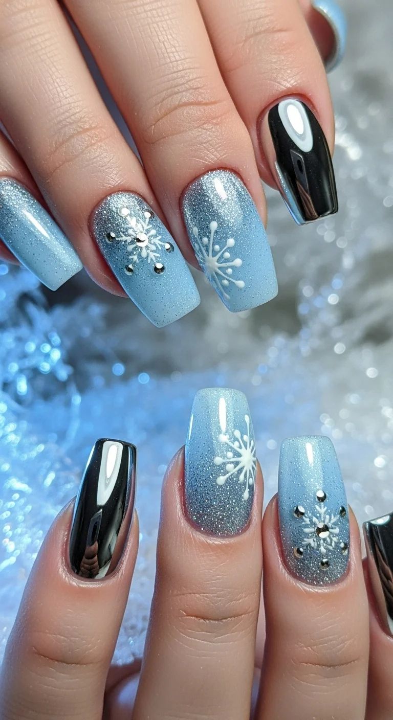 Chrome and Glitter Matte Nails Chrome and Glitter Matte Nails — Winter Wonderland Nails 2027