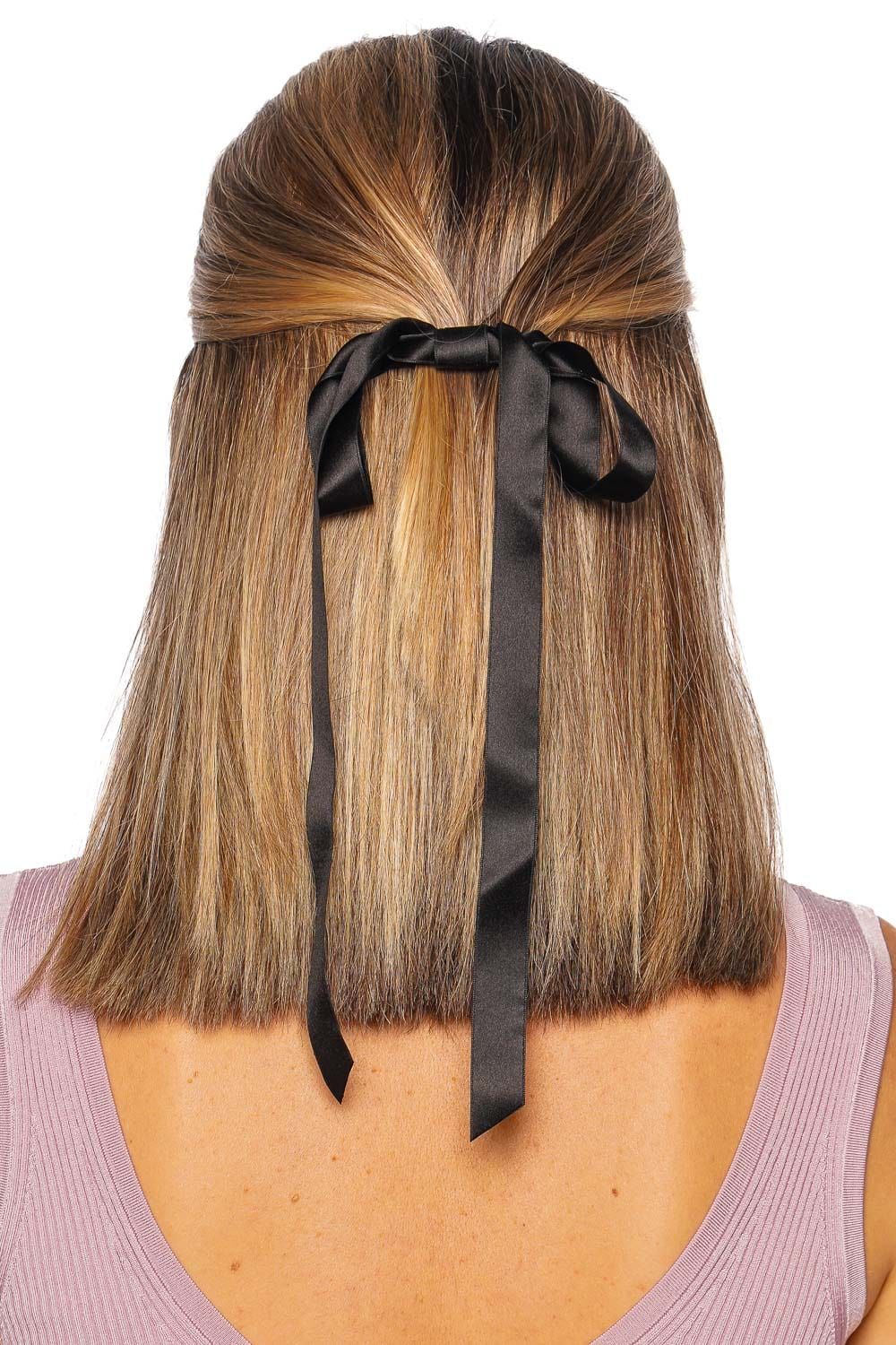 Black Satin Bow on Dark Blonde Bob — Barrette Hairstyles 2027