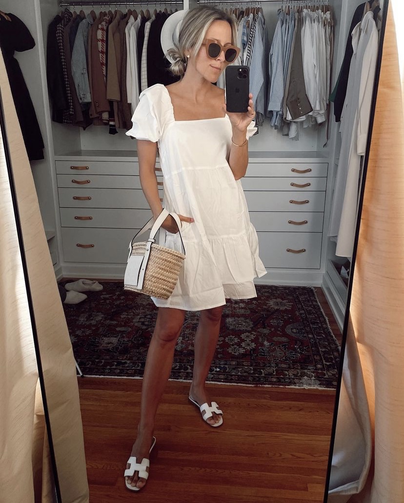 Sweet Summer Day: Tiered Mini Dress with Straw Bag Sweet Summer Day: Tiered Mini Dress with Straw Bag — Summer Outfits 2027 for Teens