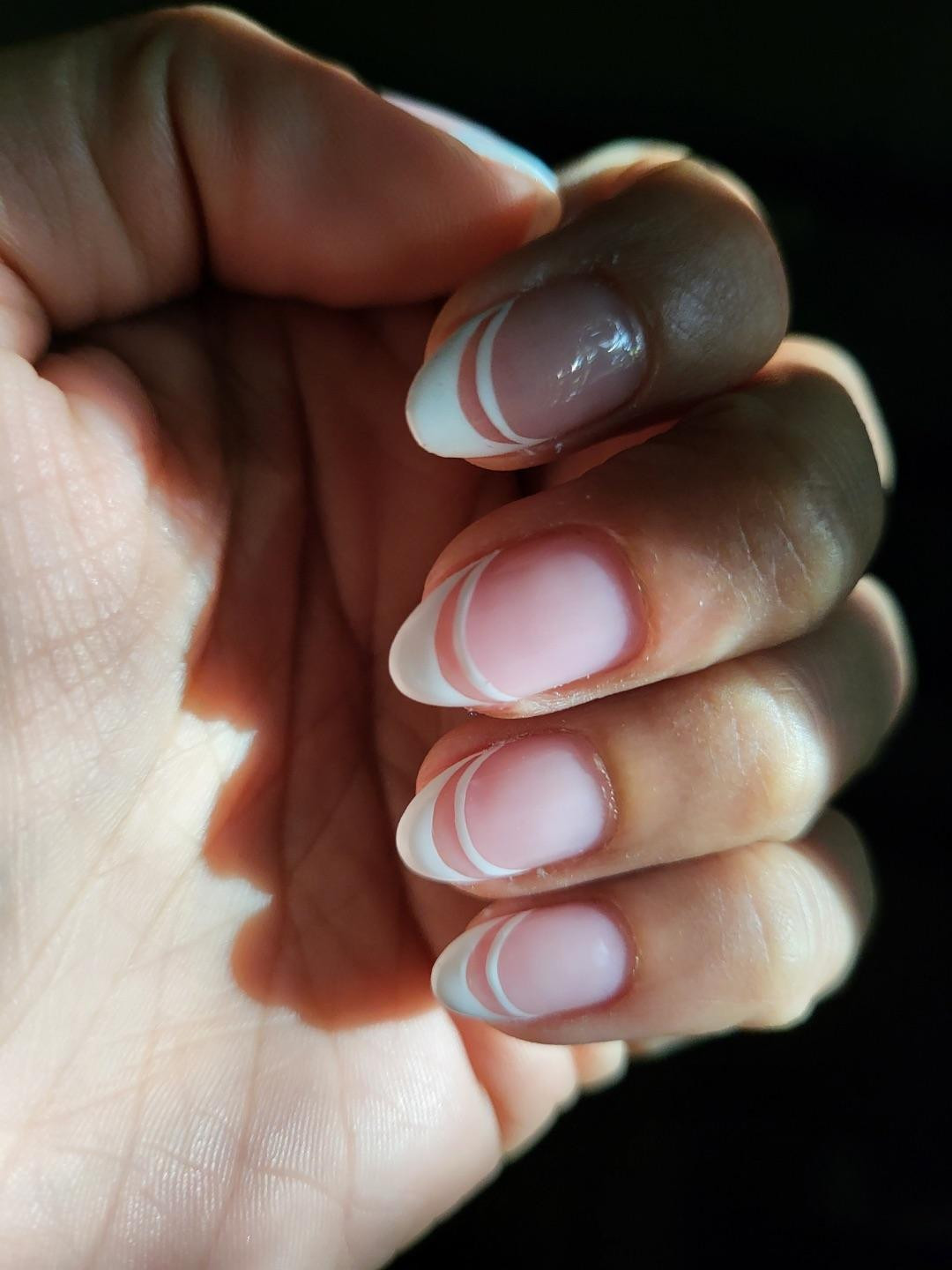 Classic White Double French Almond Nails — Short Double French Tip Nails 2027