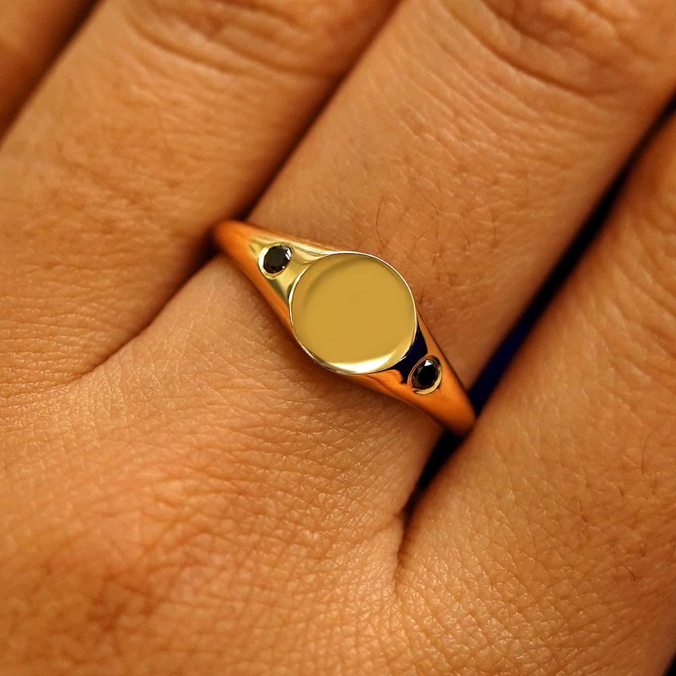 Gemstone Accented Signet Ring with Smooth Face Gemstone Accented Signet Ring with Smooth Face — Signet Rings 2027