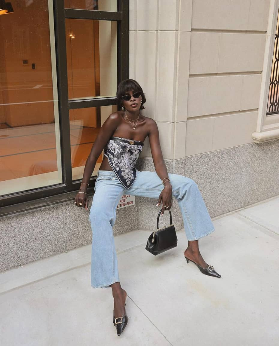 Bandana Print Top with Light Wash Bootcut Jeans for Brunch Bandana Print Top with Light Wash Bootcut Jeans for Brunch — Brunch Bootcut Jeans Outfits 2027