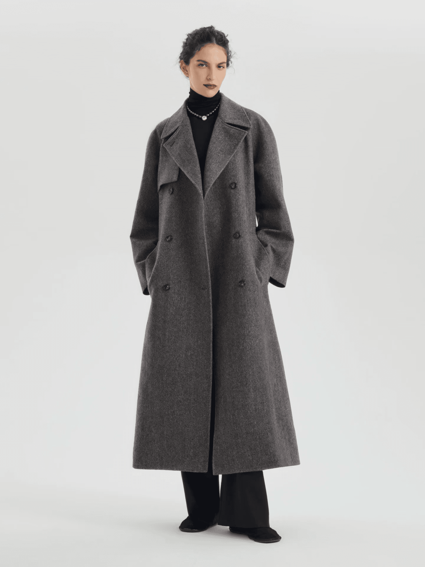 Longline Herringbone Coat for Polished Workwear Longline Herringbone Coat for Polished Workwear — Winter Outfits 2027 for Work