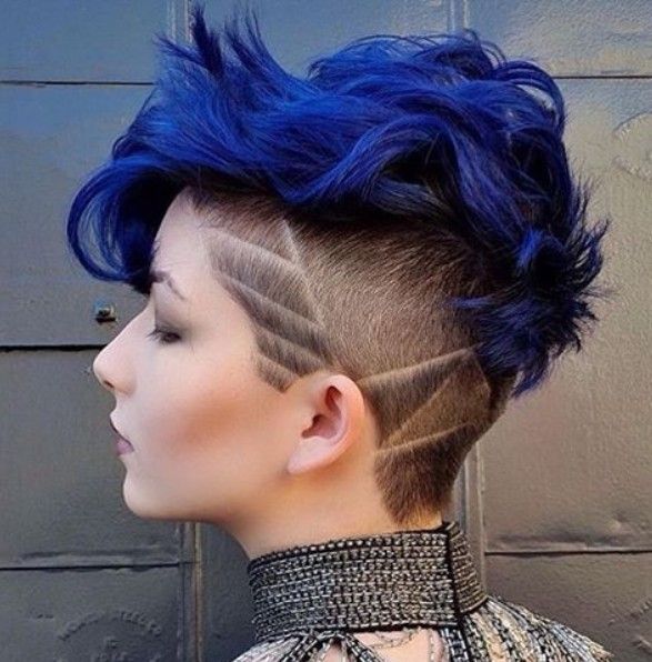 Ear Blue and Silver Pixie With Undercut Ear Blue and Silver Pixie With Undercut — Two Tone Pixie 2027