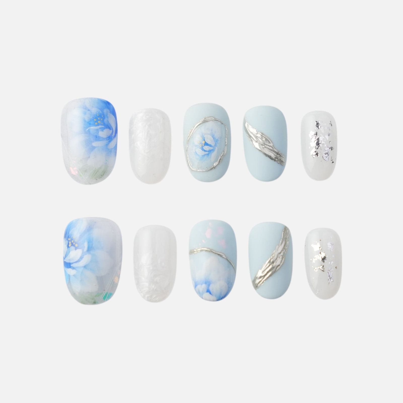 Glossy With Subtle Shimmer Visual Idea — Blue Watercolor Nails 2027