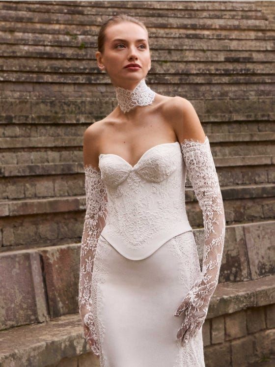 Intricate Lace Gloves with a Matching Corset Bodice — Wedding Gloves Outfits 2027