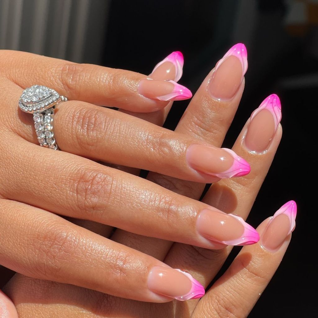 Long Stiletto Wavy Pink French Tips Long Stiletto Wavy Pink French Tips — Anniversary Nails 2027