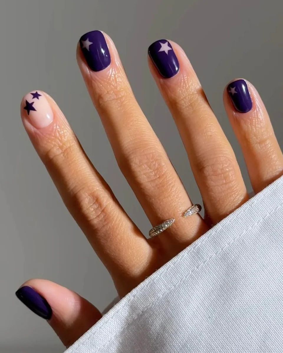 Small Dark Stars Visual Idea — Winter Purple Nails 2027
