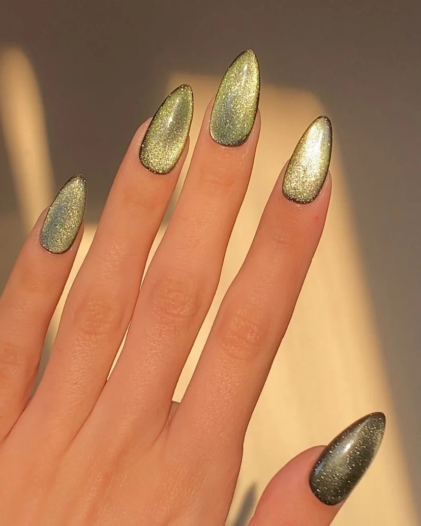 Olive Green Magnetic Shimmer Cat Eye Olive Green Magnetic Shimmer Cat Eye — Cat Eye Nails 2027