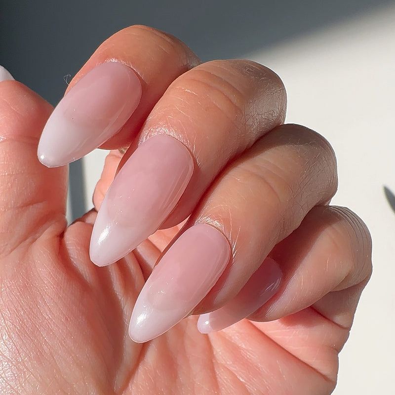 Long Oval Sheer Pink to White Ombre Long Oval Sheer Pink to White Ombre — French Ombre Nails 2027