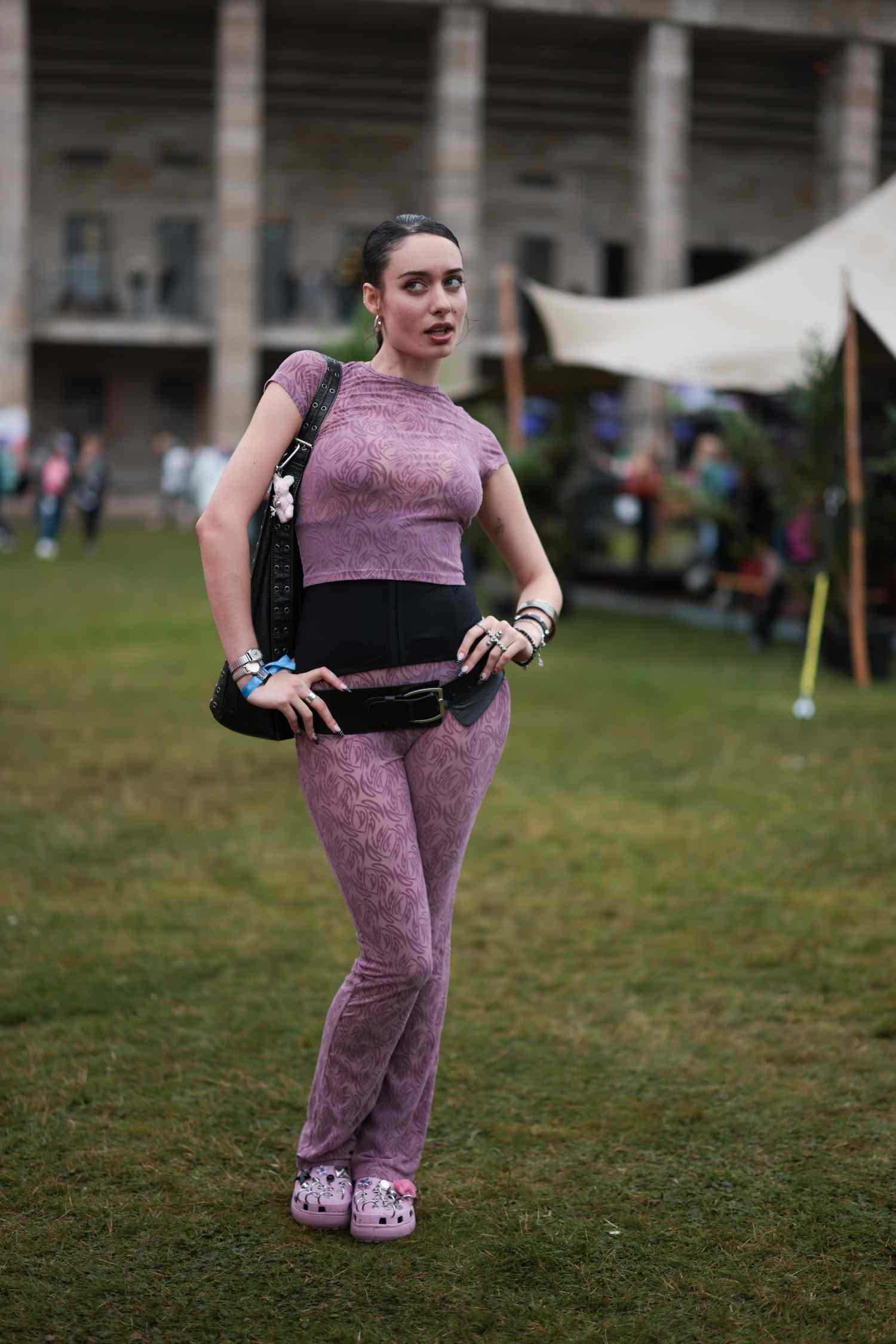 Matching Purple Set with Pink Clogs for a Playful Concert Look — Concert Outfits 2027