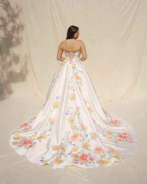 Artistic Flair: Floral Print on Satin Ballgown — Wedding Dress Trends 2027