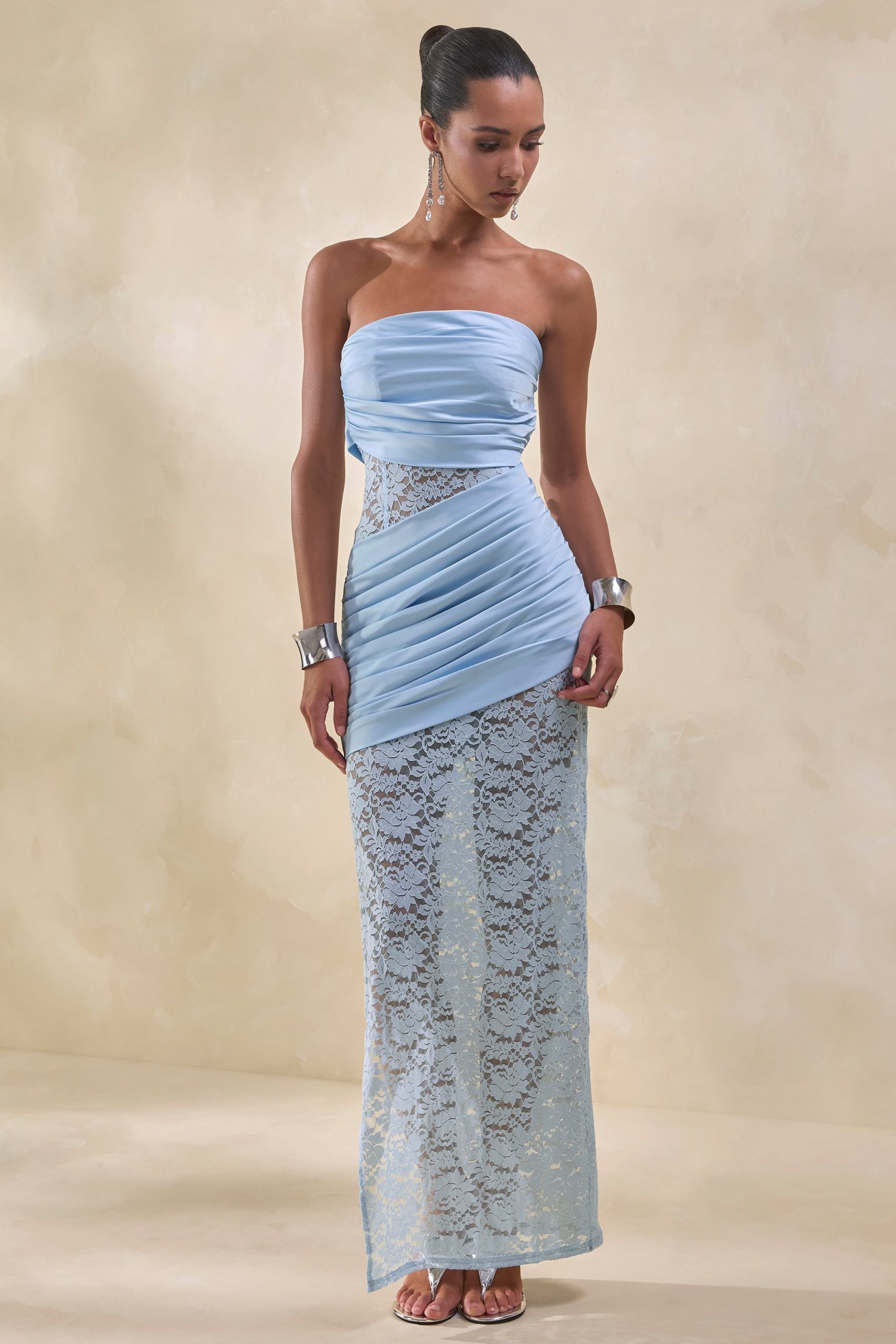 Powder Blue Bodice with Contrasting Lace Maxi Skirt Powder Blue Bodice with Contrasting Lace Maxi Skirt — Bows and Lace Outfits 2027
