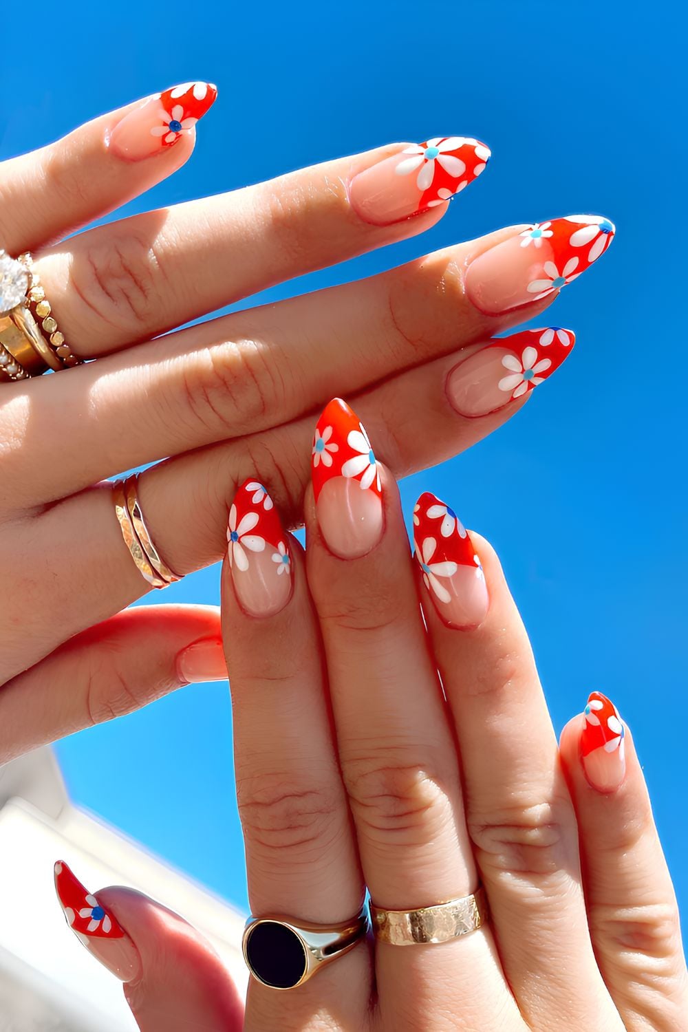 Long Stiletto Floral French Tips Long Stiletto Floral French Tips — Memorial Day Nails 2027