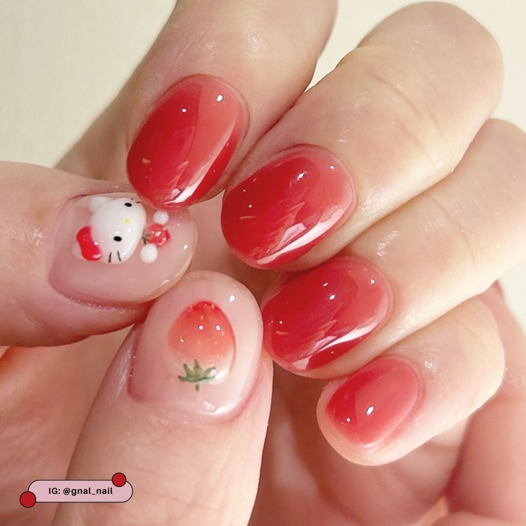 Glossy Jelly-Like Visual Idea — Red Hello Kitty Nails 2027