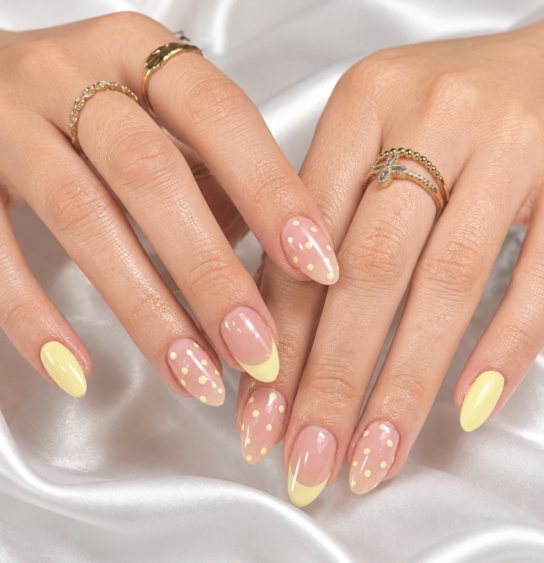 Yellow Polka Dot French Almond Nails Yellow Polka Dot French Almond Nails — Summer Almond Nails 2027