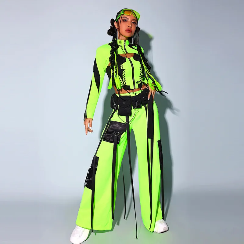 Vibrant Energy: Neon Hip Hop Set with Cargo Accents Vibrant Energy: Neon Hip Hop Set with Cargo Accents — Dance Outfits 2027