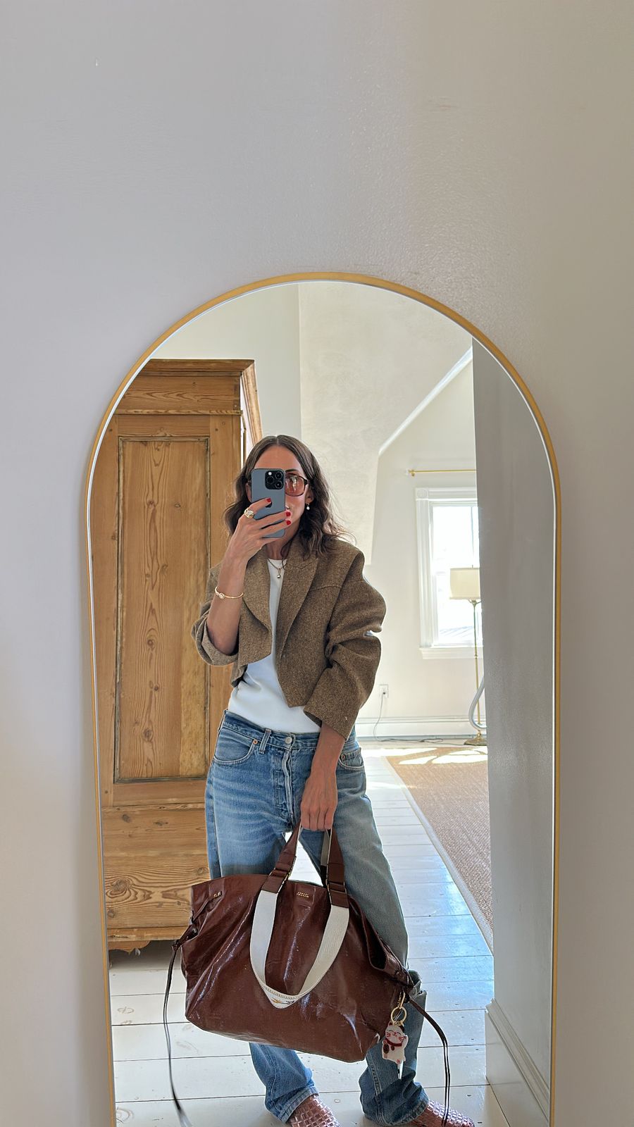 Relaxed Bootcut Jeans with White Tank, Tweed Blazer, and Flats Relaxed Bootcut Jeans with White Tank, Tweed Blazer, and Flats — Bootcut Jeans Outfits 2027 with Tank Top
