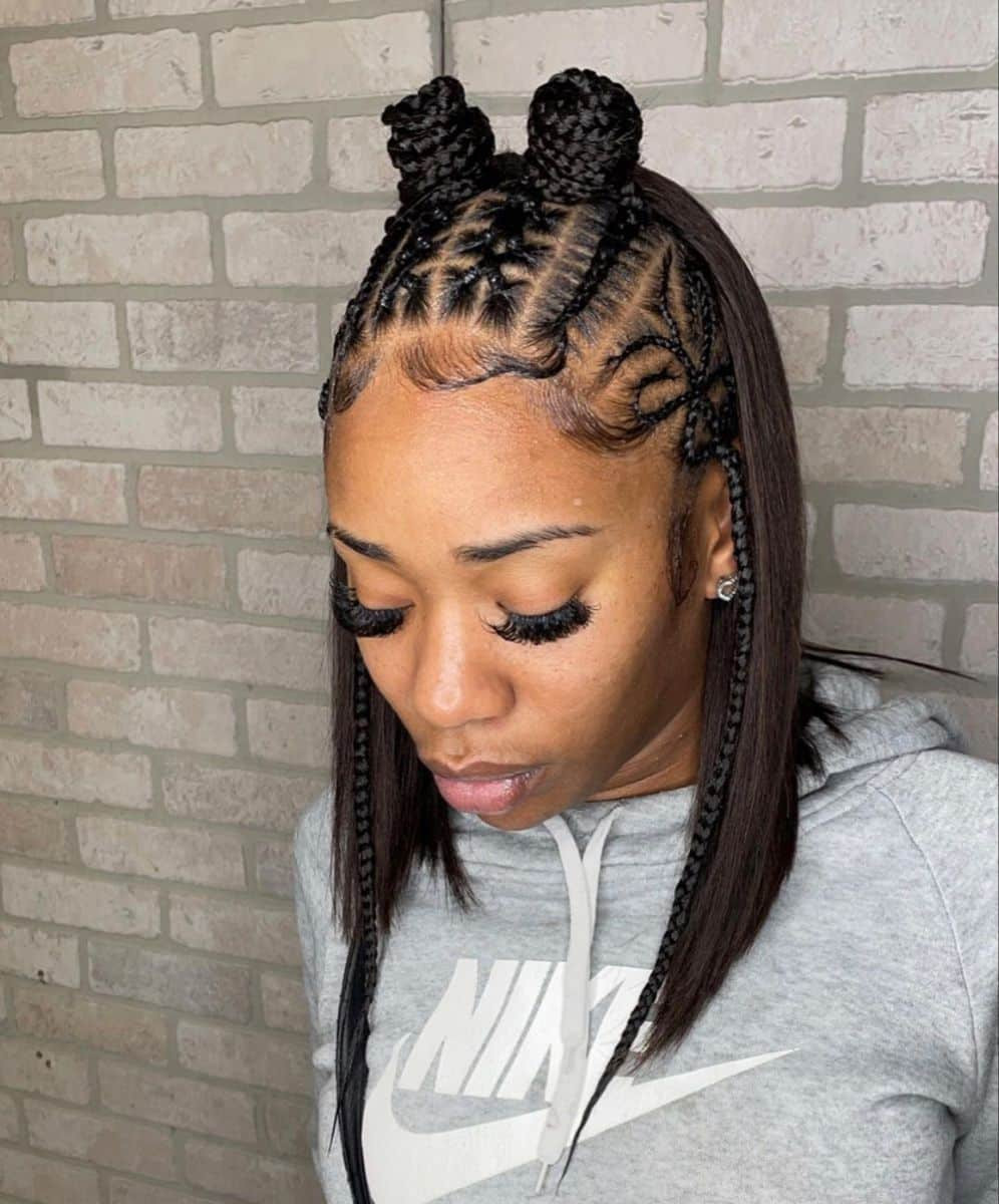 Sleek Bob With Intricate Braids and Bangs Sleek Bob With Intricate Braids and Bangs — Prom Hairstyles 2027 with Weave