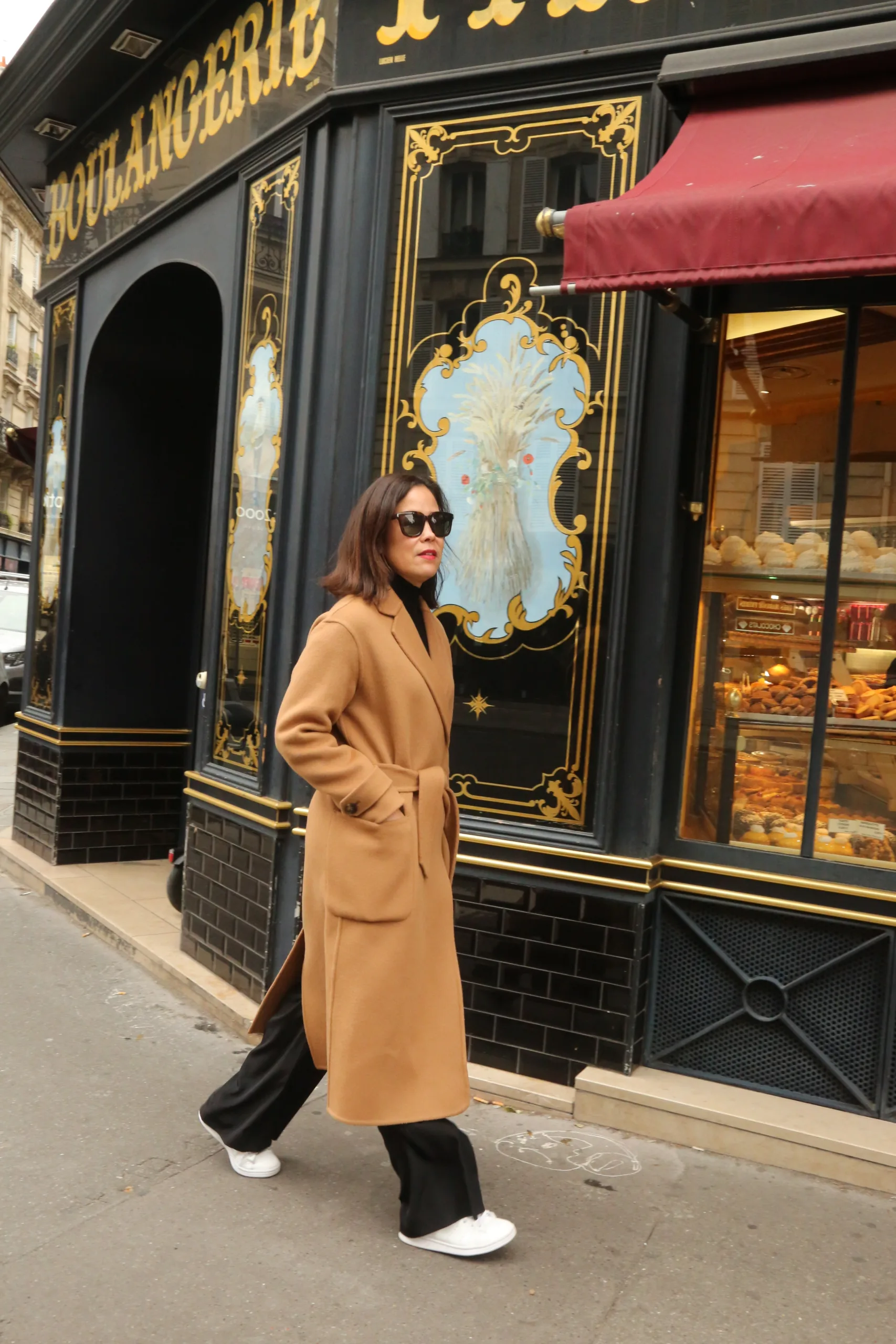 Classic Camel Coat with Black Trousers and White Sneakers Classic Camel Coat with Black Trousers and White Sneakers — Winter Outfits 2027 with Long Coat