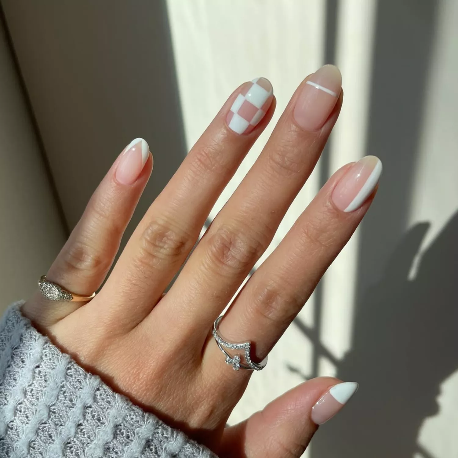Sheer Pink Geometric Lines Sheer Pink Geometric Lines — Winter White Nails 2027