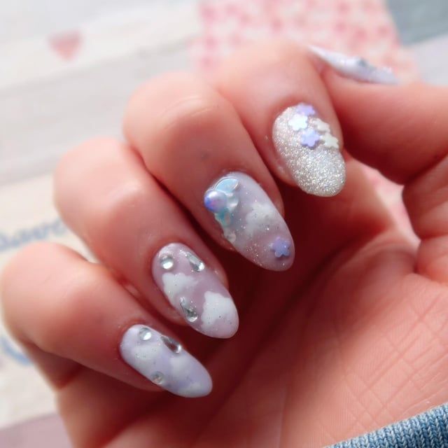 Glossy With Iridescent Shimmer Visual Idea Glossy With Iridescent Shimmer Visual Idea — Cloud Almond Nails 2027