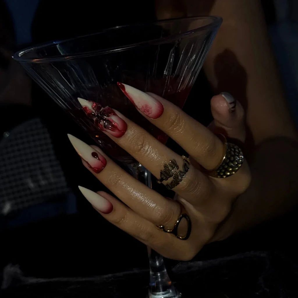 Bloody Flower Nude Stiletto Bloody Flower Nude Stiletto — Vampire Nails 2027