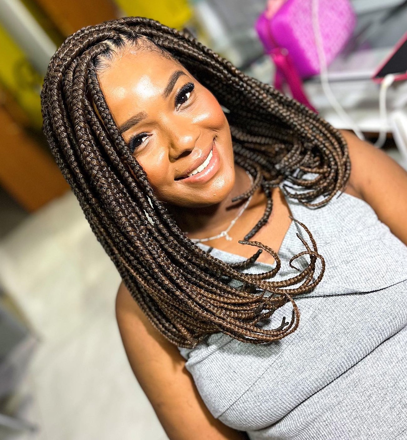 Neat Brown Box Braids — Braids 2027 for Medium Hair