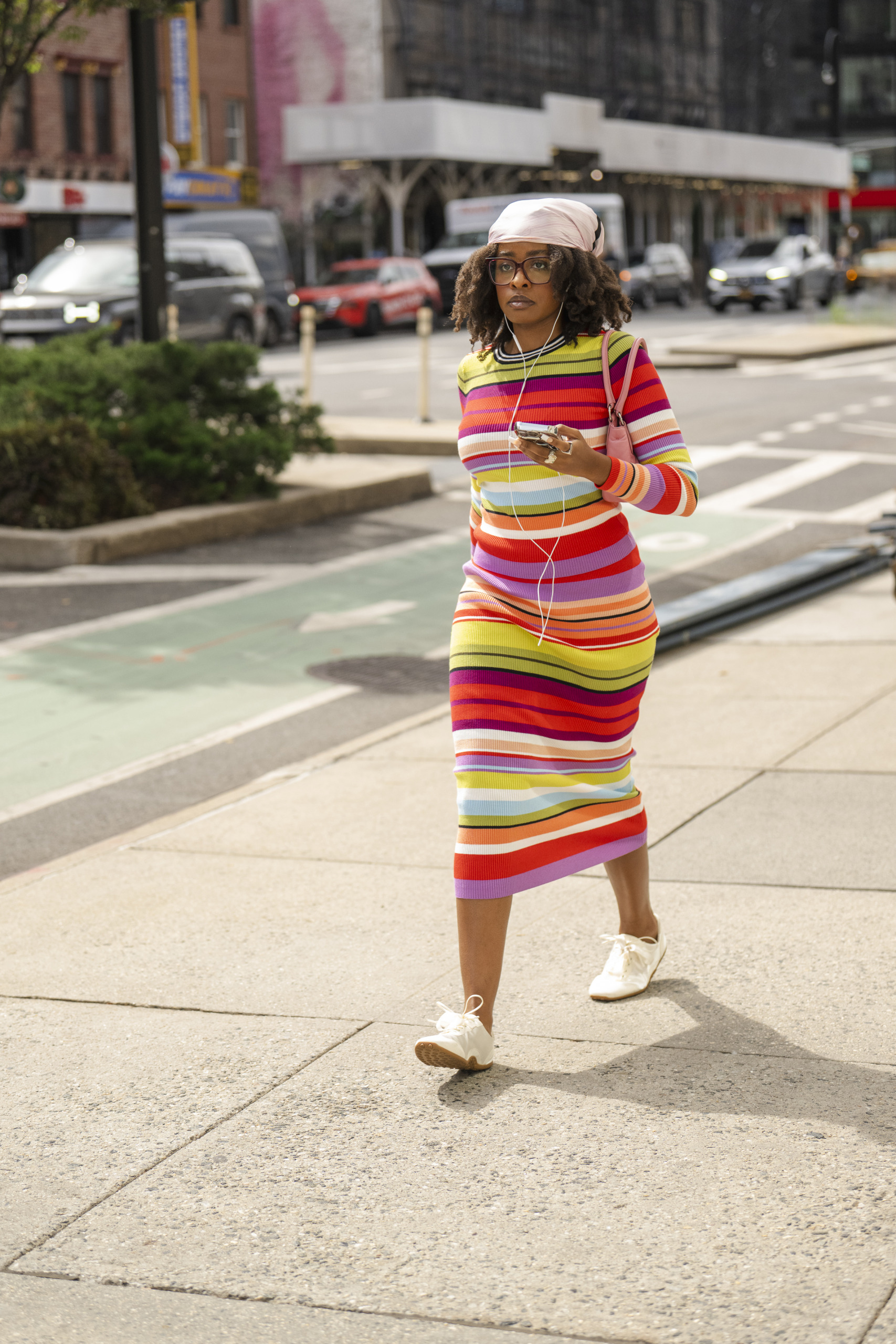 Vibrant Multicolored Midi Dress for Street Style Vibrant Multicolored Midi Dress for Street Style — Striped Dresses 2027