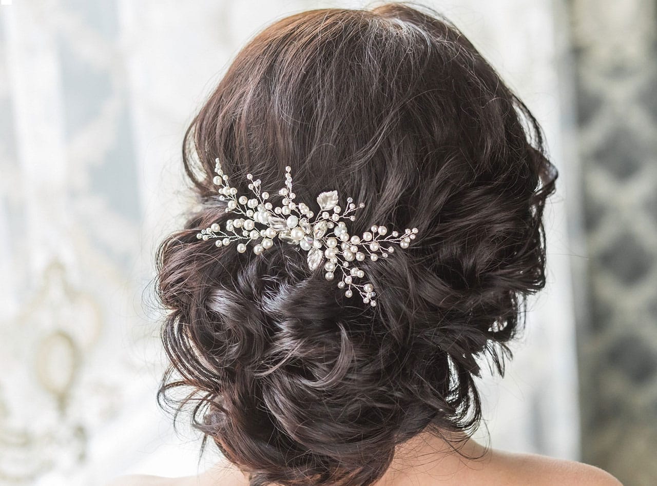 Dark Brown Updo With Cascading Curls — Beach Wedding Hair 2027