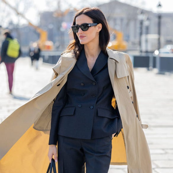 Sophisticated Layering: Beige Trench Over a Suit Sophisticated Layering: Beige Trench Over a Suit — Trench Coats 2027