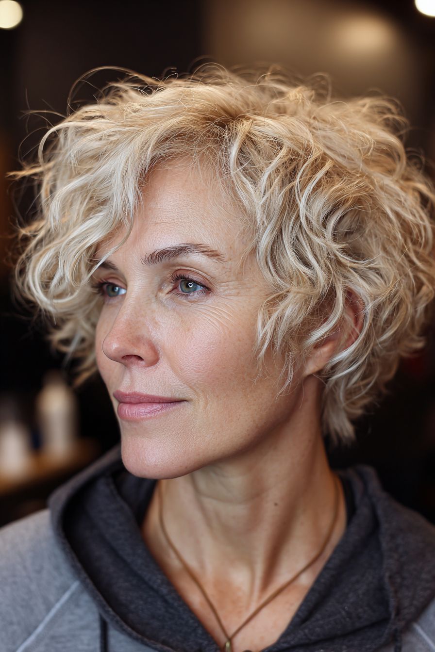Ash Blonde Pixie With Textured Layers Ash Blonde Pixie With Textured Layers — Pixie 2027 for Curly Hair