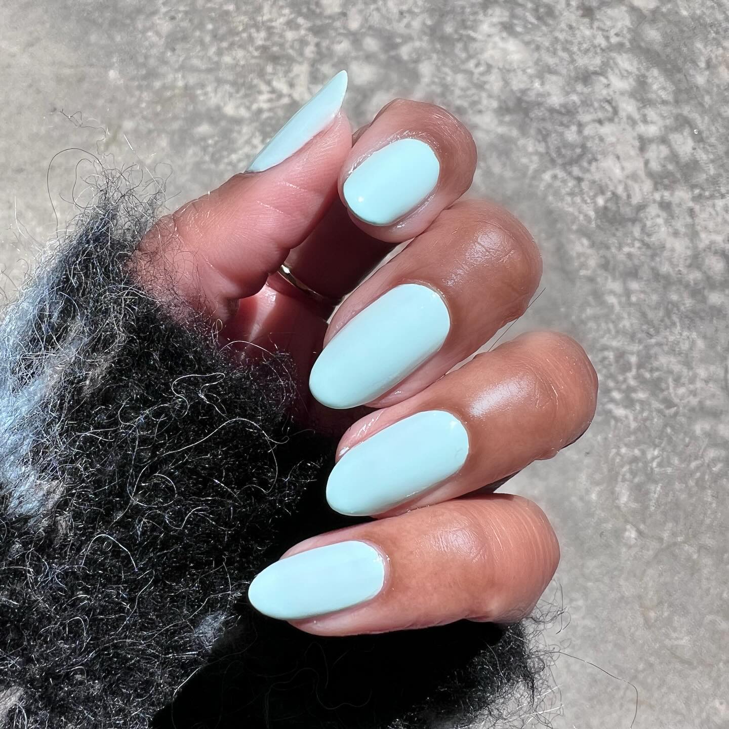 Milky Baby Blue Matte Oval Nails Milky Baby Blue Matte Oval Nails — Light Blue Quinceanera Nails 2027