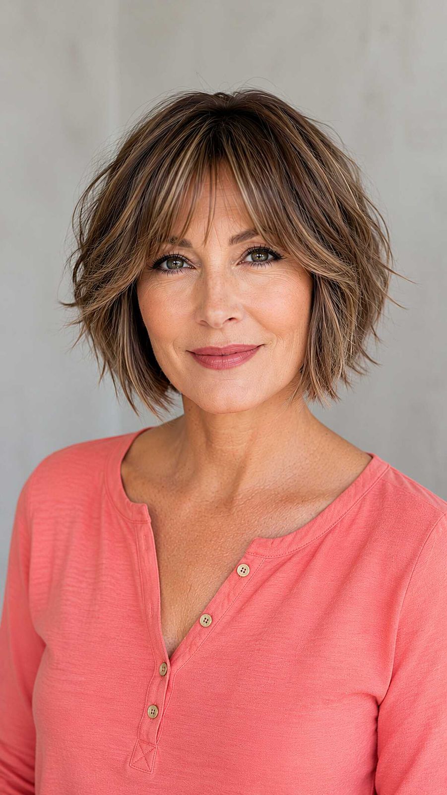 Collarbone Bob With Wavy Highlights Collarbone Bob With Wavy Highlights — Bob 2027 with Curtain Bangs