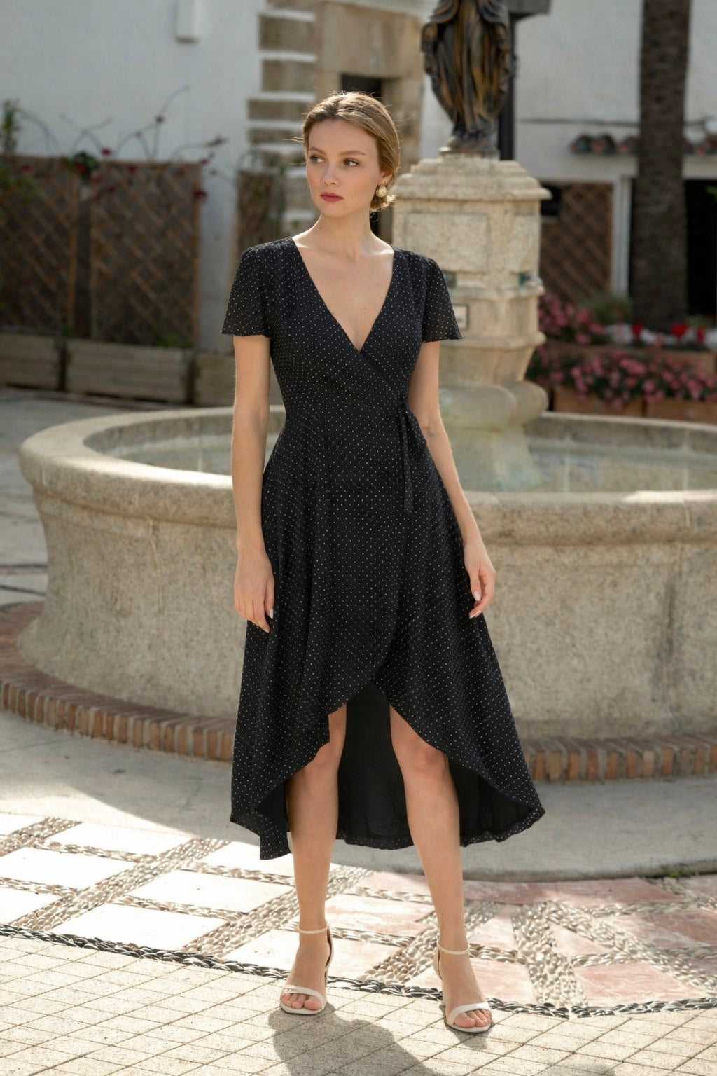 Chic Black Polka Dot Wrap Dress Chic Black Polka Dot Wrap Dress — Casual Dresses 2027