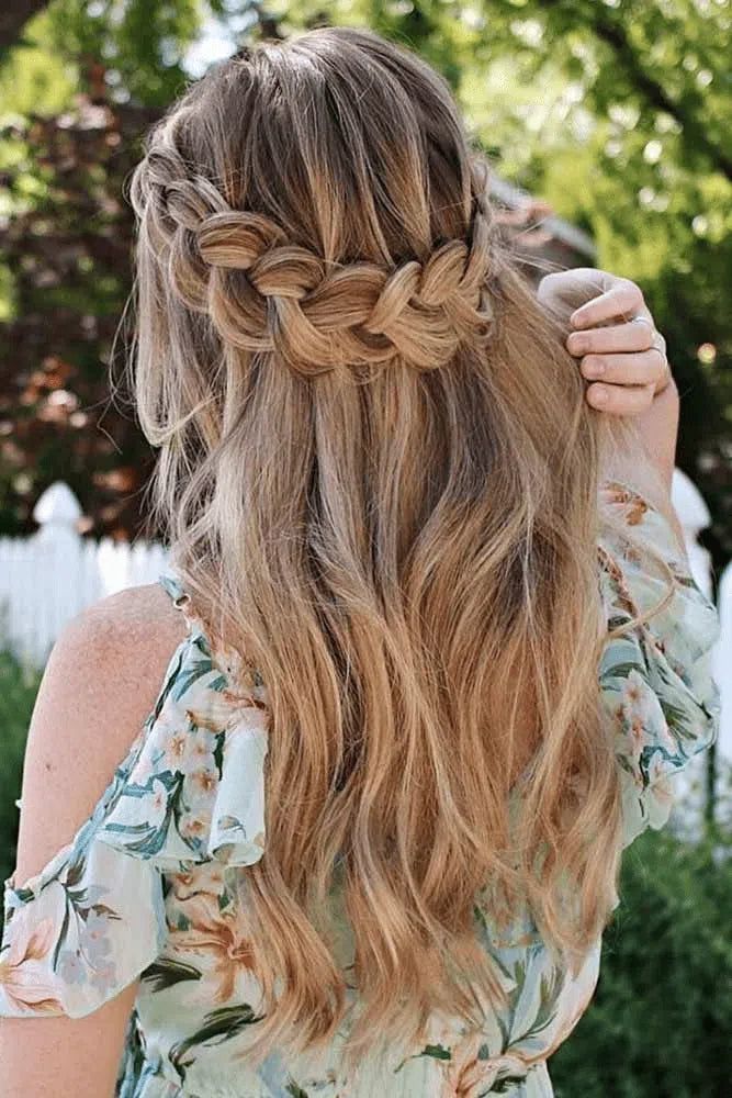 Half-Up Braided Crown — Down Graduation Hairstyles 2027