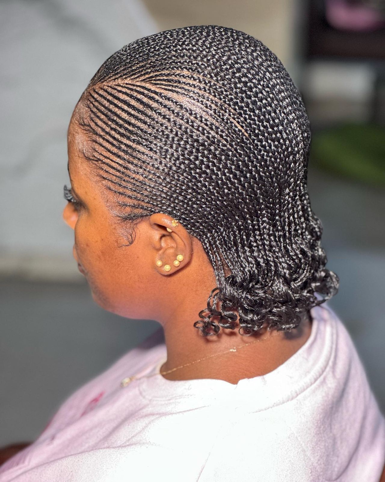 Diagonal Cornrows With Curly Chin Length Ends Diagonal Cornrows With Curly Chin Length Ends — 6 Cornrows 2027