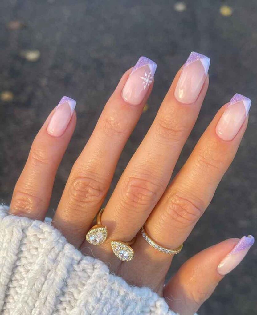 Glossy With Glitter Visual Idea — Winter Purple Nails 2027