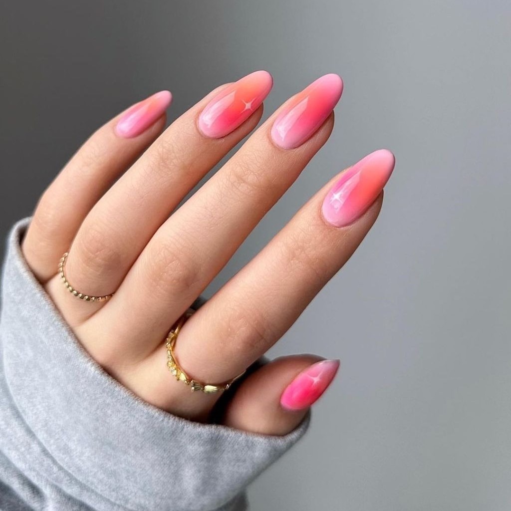 Vibrant Pink to Orange Gradient Almonds — Almond Nails 2027
