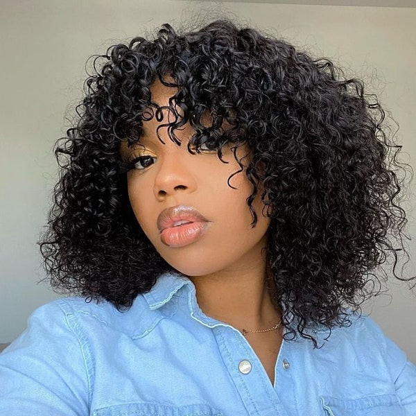 Collarbone Bob With Curly Bangs Collarbone Bob With Curly Bangs — Natural Hairstyles 2027 with Weave