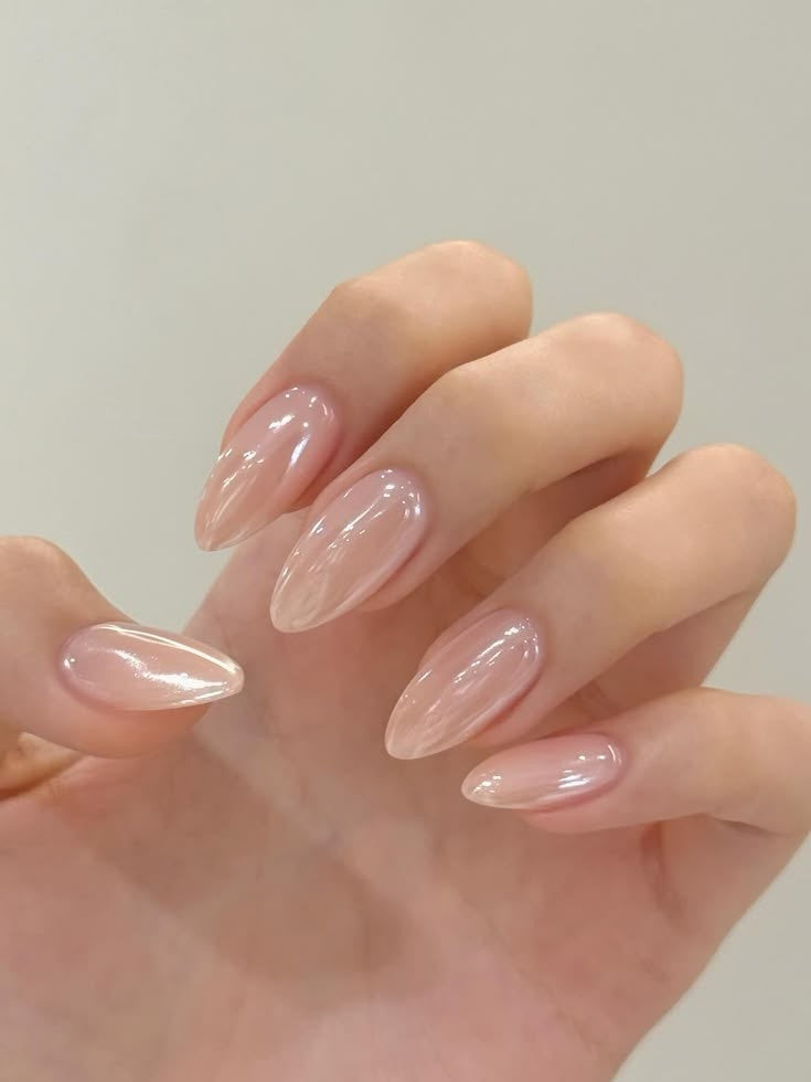 Translucent Nude Iridescent Shimmer Short Natural Translucent Nude Iridescent Shimmer Short Natural — Glazed Nails 2027
