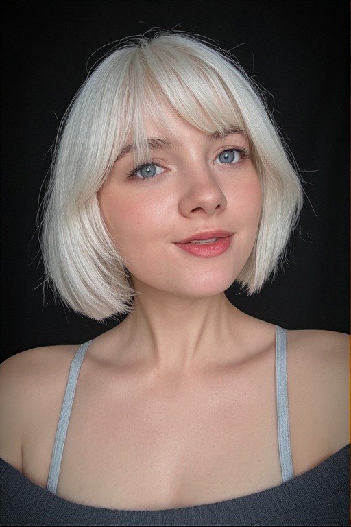 Chin Bob Platinum Wispy Bangs Chin Bob Platinum Wispy Bangs — Bob 2027 for Heart Face