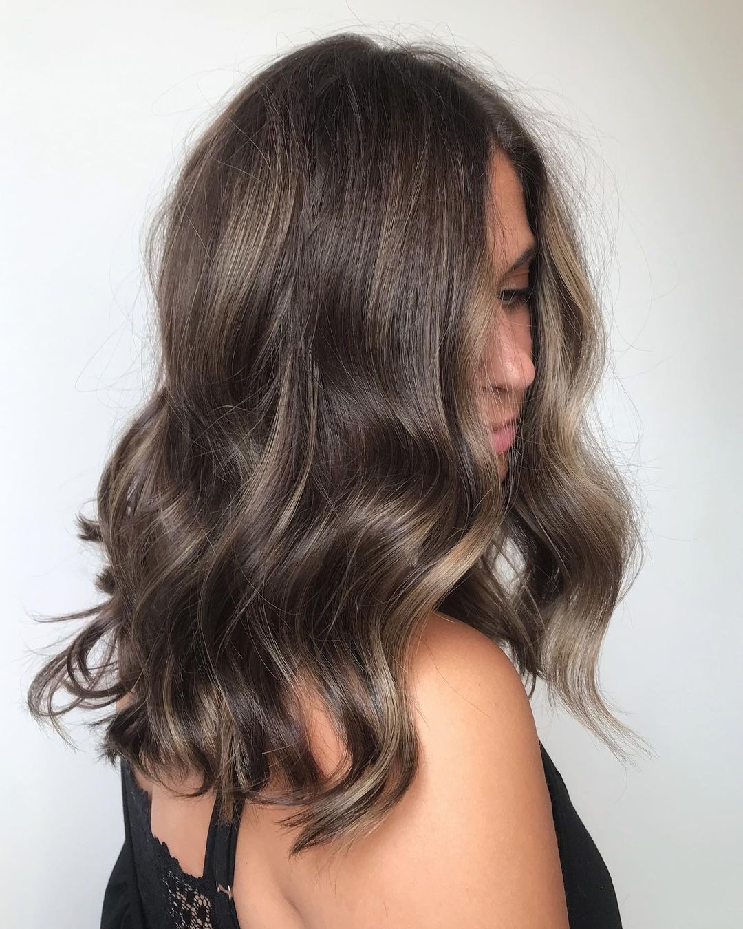 Mid-Back Brunette With Ash Blonde Balayage Mid-Back Brunette With Ash Blonde Balayage — Old Money Hair Color 2027