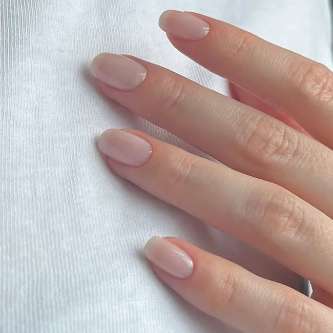 Glossy Milky Nude Short Square Nails — Nude Summer Nails 2027