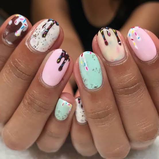 Ice Cream Drip Sprinkle Nails — Nails 2027 for Kids