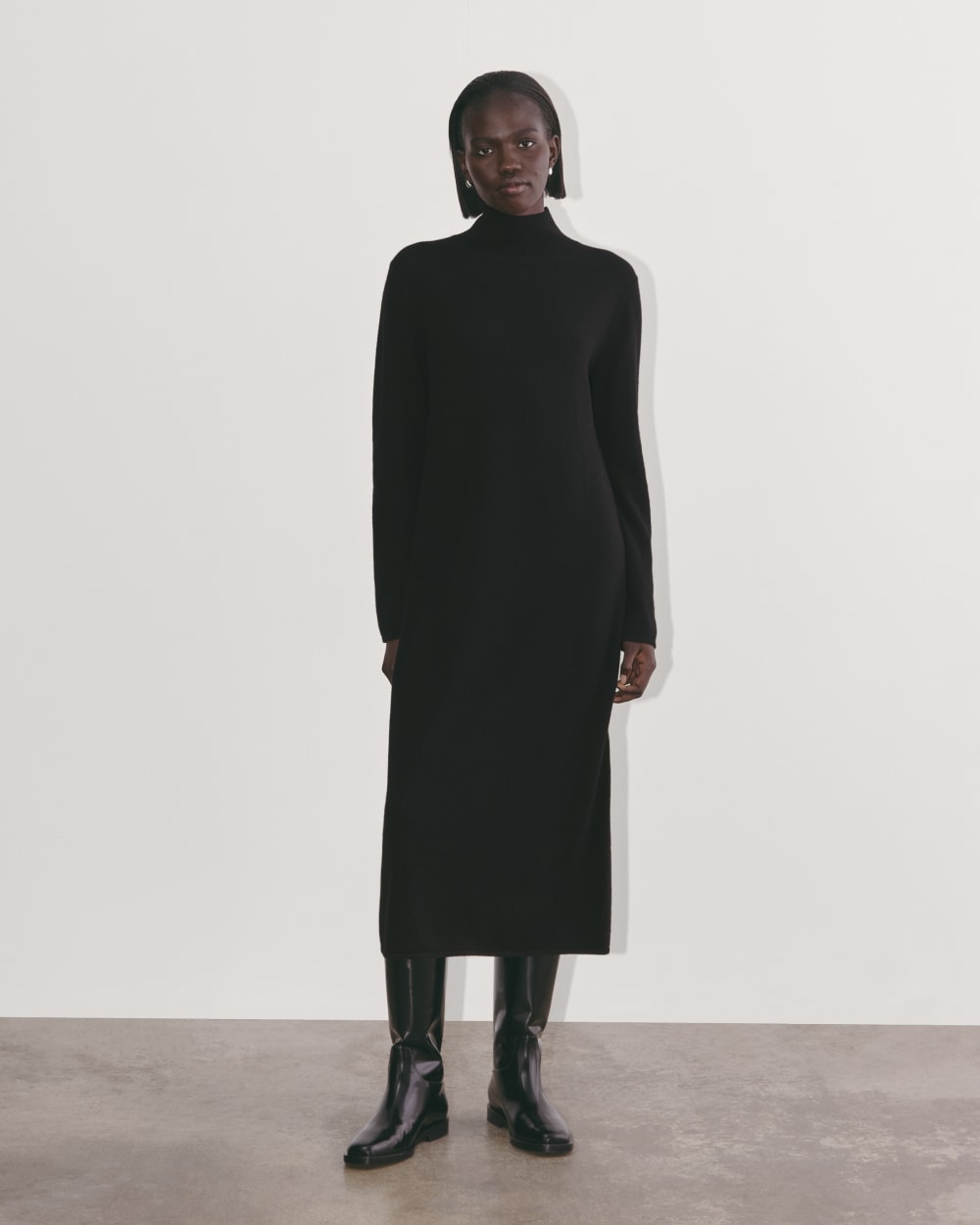 Black Knit Turtleneck Sweater Dress — Sweatshirt Dress 2027